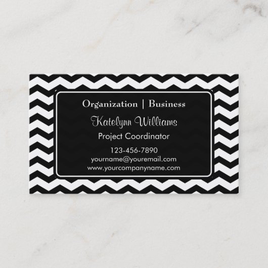 粋で黒いシェブロンのジグザグパターンの名刺 名刺 (正面)