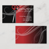 粋で黒くおよび赤いヘアーサロン 名刺 (正面/裏面)