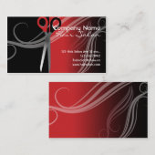 粋で黒くおよび赤いヘアーサロン 名刺 (正面/裏面)