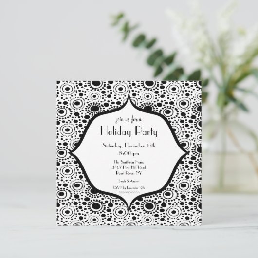 粋で黒く及び白い休日のパーティの招待状 招待状 (スタンド正面)