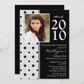 粋で黒く及び白い写真の卒業の招待状 招待状 (正面/裏面)