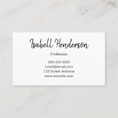 粋で黒く及び白い最小主義のモダンなシンプル 名刺 (裏面)