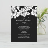 粋で黒く及び白い花のブライダルシャワーの招待 招待状 (スタンド正面)