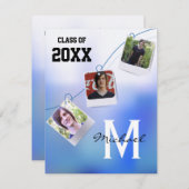 粋で、カスタマイズ可能で青くグラデーションな写真の招待 招待状 (正面/裏面)