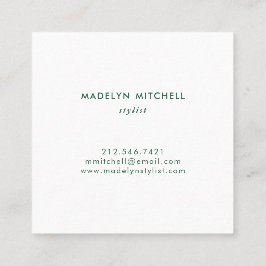 粋なエメラルドグリーンおよび金ゴールドのシャクヤク スクエア名刺 (裏面)