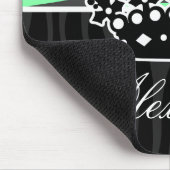 粋なエメラルドグリーンおよび黒のシマウマのプリント マウスパッド (コーナー)