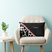 粋なキリンのプリントの名前のバラ色のピンクのストライプ ランバークッション (椅子)