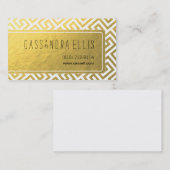 粋なギリシャ人の鍵の対角線|の金ゴールドホイルの白 名刺 (正面/裏面)