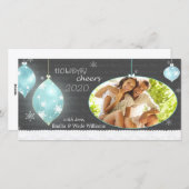 粋なクリスマスオーナメントの新しいカップルの写真 シーズンカード (正面/裏面)