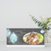 粋なクリスマスオーナメントの新しいカップルの写真 シーズンカード (スタンド正面)