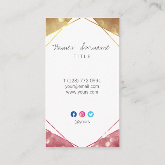 粋なグリッターの宝石のブラウンの縦の名刺 名刺 (裏面)