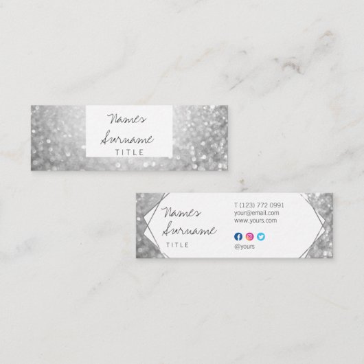 粋なグリッターの宝石の小型銀製の名刺 スキニー名刺 (正面/裏面)