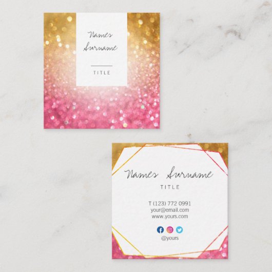 粋なグリッターの宝石の社会的な正方形の名刺 スクエア名刺 (正面/裏面)