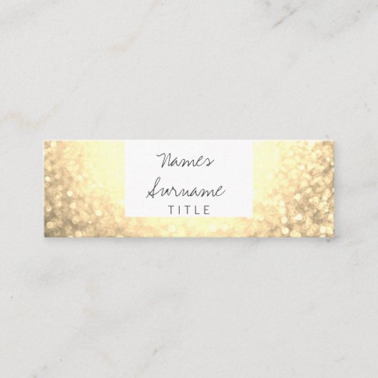 粋なグリッターの金ゴールドの《写真》ぼけ味の小型名刺 スキニー名刺 (正面)