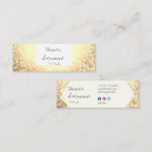 粋なグリッターの金ゴールドの《写真》ぼけ味の小型名刺 スキニー名刺 (正面/裏面)