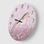 粋なグリッターの《写真》ぼけ味、ユニコーン ラージ壁時計 (傾斜)