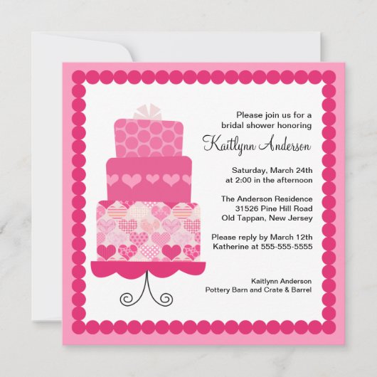 粋なケーキのブライダルシャワーの招待状 招待状 (正面)