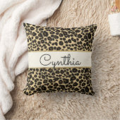 粋なサファリのヒョウのプリントのモノグラム クッション (ブランケット)