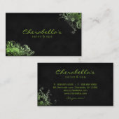 粋なサロンのスパの花の名刺のライムグリーン 名刺 (正面/裏面)