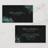 粋なサロンのスパの花の名刺の青緑 名刺 (正面/裏面)