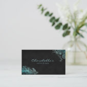 粋なサロンのスパの花の名刺の青緑 名刺 (スタンド正面)