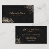 粋なサロンのスパの花の名刺の黒ベージュ色 名刺 (正面/裏面)