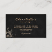 粋なサロンのスパの花の名刺の黒ベージュ色 名刺 (裏面)