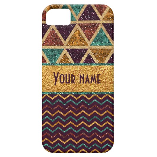 粋なシェブロンの三角形のフェイクな金ゴールドホイルのグリッター Case-Mate iPhoneケース (裏面)