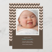 粋なシェブロンの女の赤ちゃんの誕生の発表 案内状 (正面/裏面)