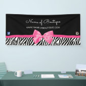 粋なシマウマのプリントおよびシックなピンクの弓ブティック6つのft 横断幕 (トレードショー)