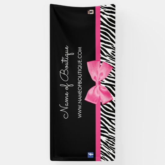 粋なシマウマのプリントおよびシックなピンクの弓ブティック6つのft 横断幕 (縦)