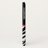 粋なシマウマのプリントのシックなショッキングピンクの弓および名前 Case-Mate iPhoneケース (裏面/左)