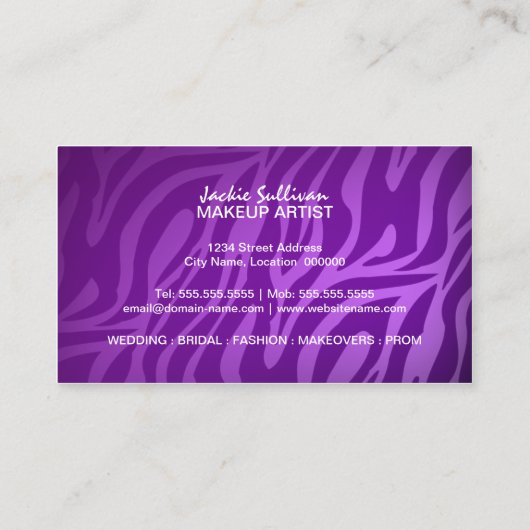 粋なシマウマのメーキャップアーティスト 名刺 (裏面)