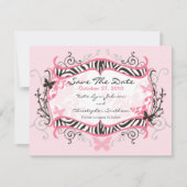 粋なシマウマフレームの保存日付の招待状 セーブザデート (正面)