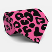粋なショッキングピンクおよび黒くモダンなヒョウのプリント ネクタイ (ロール)