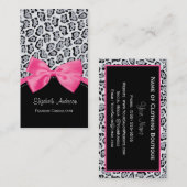 粋なジャガーのプリントのピンクのリボンのファッションのブティック 名刺 (正面/裏面)