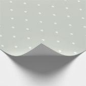 粋なセージグリーンおよび白の水玉模様 ラッピングペーパー (角)