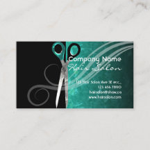 粋なターコイズのヘアーサロンのアポイントメントカード