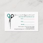 粋なターコイズのヘアーサロンのアポイントメントカード 予約カード (裏面)