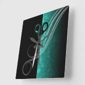 粋なターコイズのヘアーサロンの時計 スクエア壁時計 (傾斜)