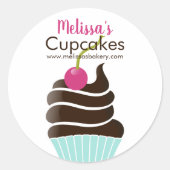 粋なチョコレートさくらんぼ瓶または箱のステッカー ラウンドシール (正面)