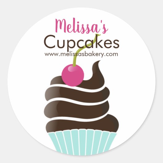 粋なチョコレートさくらんぼ瓶または箱のステッカー ラウンドシール (正面)