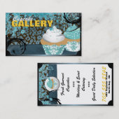 粋なティール(緑がかった色)のヒョウのプリントのカップケーキの名刺 名刺 (正面/裏面)