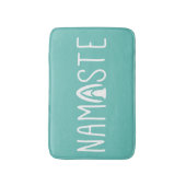 粋なナマステのヨガの緑および白 バスマット (正面縦)