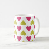 粋なハートパターン|のかわいいピンクおよび緑のハート コーヒーマグカップ (正面右)