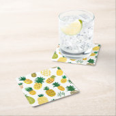 粋なパイナップルパターン スクエアペーパーコースター (インサイチュ)