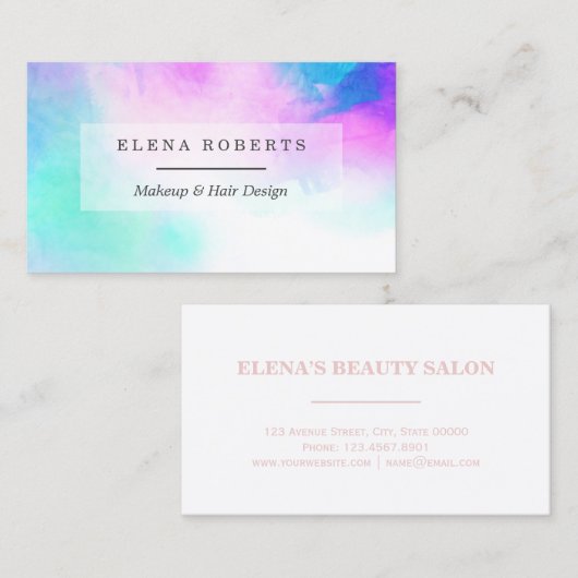 粋なパステル調のペンキの化粧のスタイリストの名刺 名刺 (正面/裏面)