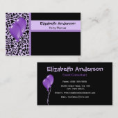 粋なパーティーのプランナーの紫色および黒いヒョウ 名刺 (正面/裏面)
