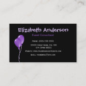 粋なパーティーのプランナーの紫色および黒いヒョウ 名刺 (裏面)