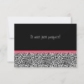 粋なヒョウのプリントおよびピンクのリボンは感謝していしています サンキューカード (裏面)